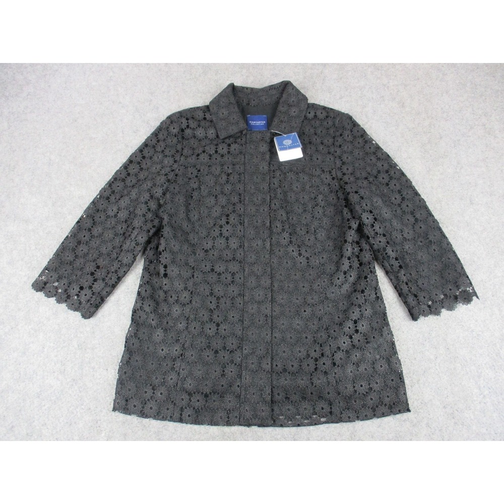 Doncaster Jacket Womens 12‎ Black Floral Lace Eyelet Lined Collared Coat